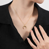 Sterling Silver Crescent Moon Pendant Necklace for Women