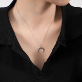 Sterling Silver Crescent Moon Pendant Necklace for Women