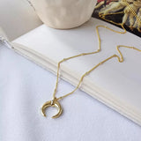 Sterling Silver Crescent Moon Pendant Necklace for Women