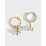 Minimalist Design Zircon Pearl Silver Earrings