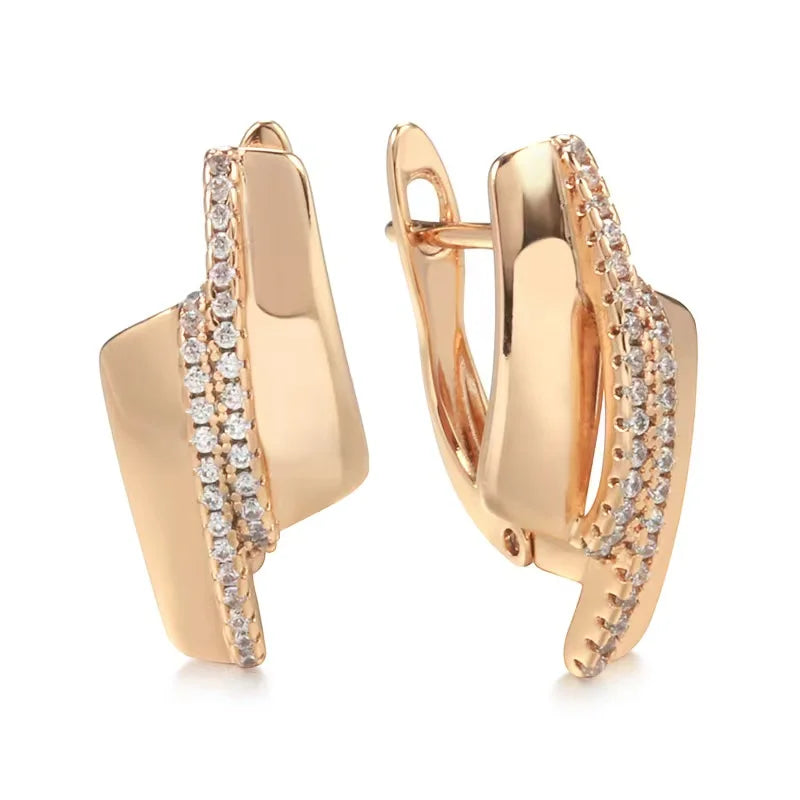 Rose Gold Double Zircon Earrings, Gothic Jewelry, Gift
