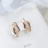 Rose Gold Double Zircon Earrings, Gothic Jewelry, Gift
