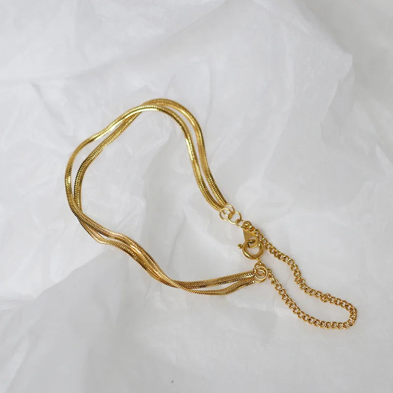 Double Layer Snake Chain Titanium Bracelet For Women