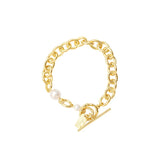 Minimalist ECO BrassChain Bracelet For Women Pearl Wedding Party Gift