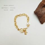 Minimalist ECO BrassChain Bracelet For Women Pearl Wedding Party Gift