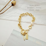 Minimalist ECO BrassChain Bracelet For Women Pearl Wedding Party Gift