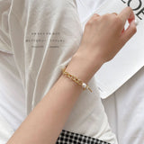 Minimalist ECO BrassChain Bracelet For Women Pearl Wedding Party Gift