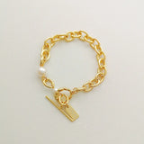 Minimalist ECO BrassChain Bracelet For Women Pearl Wedding Party Gift