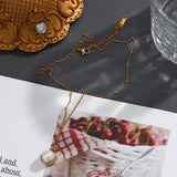 Minimalist Simulated Pearl Pendant Necklace Stainless Steel Beads Chain