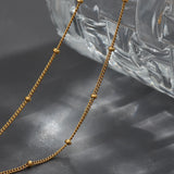 Minimalist Simulated Pearl Pendant Necklace Stainless Steel Beads Chain