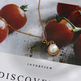 Minimalist Simulated Pearl Pendant Necklace Stainless Steel Beads Chain