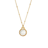 Minimalist Simulated Pearl Pendant Necklace Stainless Steel Beads Chain