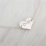 Engraved Heart Bracelet for Women - Custom Name Initial Letter
