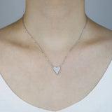 925 Silver Heart Pendant Necklace Clear CZ Clavicle Wedding Gift