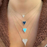 925 Silver Heart Pendant Necklace Clear CZ Clavicle Wedding Gift