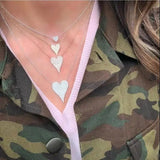 925 Silver Heart Pendant Necklace Clear CZ Clavicle Wedding Gift