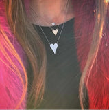 925 Silver Heart Pendant Necklace Clear CZ Clavicle Wedding Gift