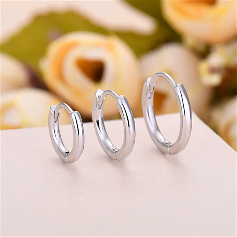 Classic Sterling Silver Hoop Earrings For Women