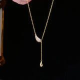 Feminia Feather Tassel Necklace 14K Stainless Colar Kolye