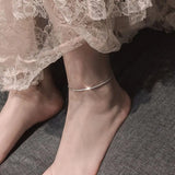 Minimalist 925 Sterling Silver 2mm Chain Anklets For Women