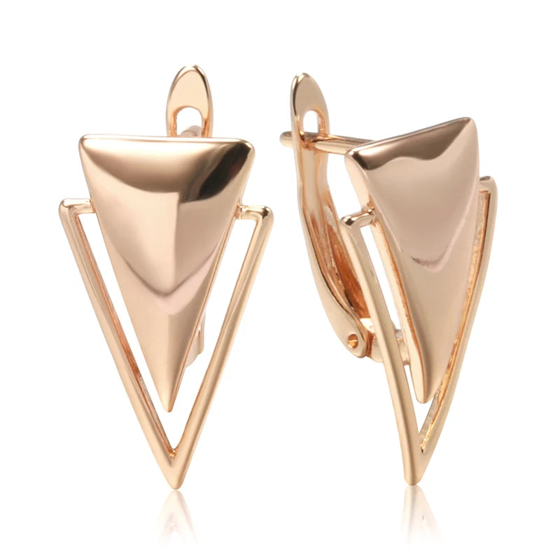 Geometric Hip Hop Dangle Earrings 585 Gold Glossy Unusual J