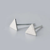Real. 925 Sterling Silver Matt Triangle Pyramid Stud Earrings