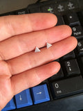 Real. 925 Sterling Silver Matt Triangle Pyramid Stud Earrings