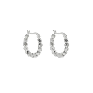 Geometric Rhombus Hoop Earring 925 Sterling Silver Platinum Ear Accessories