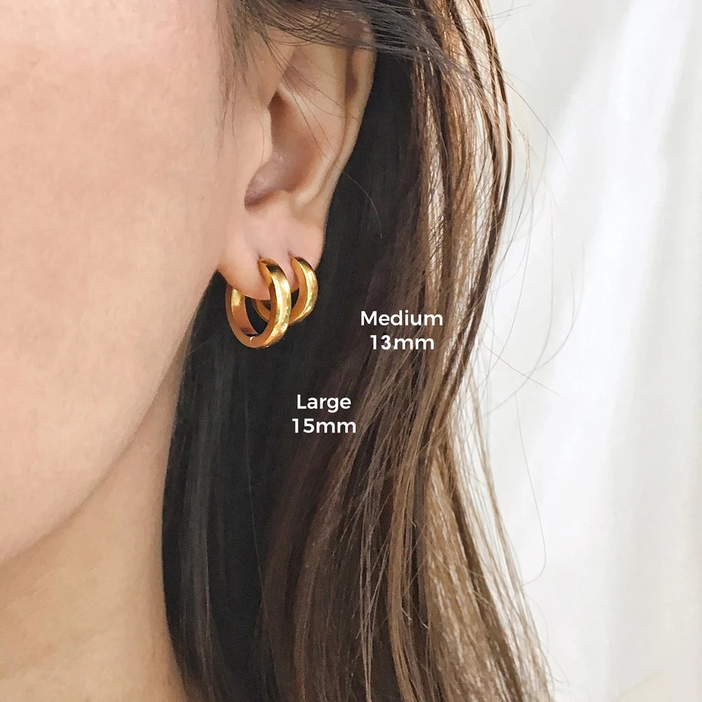 Geometric Circle Hoop Earrings Stainless Steel Huggie