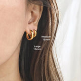 Geometric Circle Hoop Earrings Stainless Steel Huggie