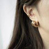 Geometric Circle Hoop Earrings Stainless Steel Huggie
