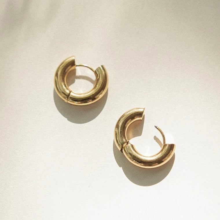 Geometric Circle Hoop Earrings Stainless Steel Huggie