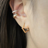 Geometric Circle Hoop Earrings Stainless Steel Huggie