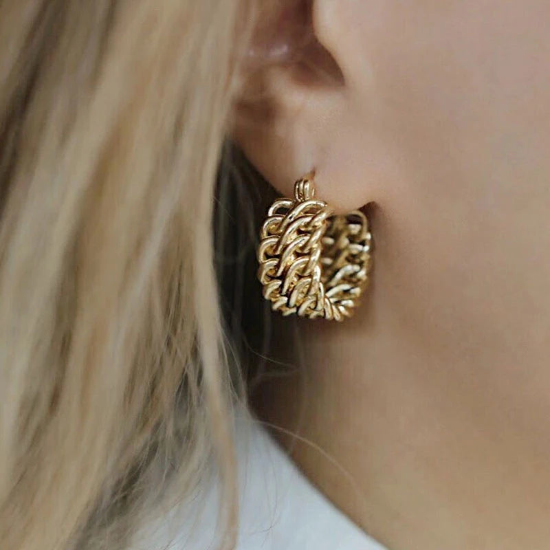 Geometric Circle Hoop Earrings Stainless Steel Huggie