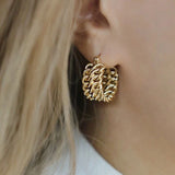 Geometric Circle Hoop Earrings Stainless Steel Huggie