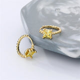 Geometric CZ Hoop Earrings 925 Sterling Silver Vintage Jewelry