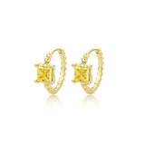 Geometric CZ Hoop Earrings 925 Sterling Silver Vintage Jewelry