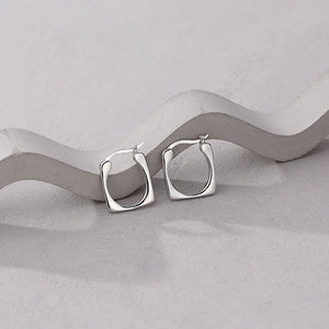 Geometric Square Hoop Earrings 925 Sterling Silver Vintage Jewelry