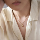 Minimalist Oval 925 Silver 14K Plated Pendant Necklace Women Party Jewelry