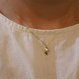 Minimalist Oval 925 Silver 14K Plated Pendant Necklace Women Party Jewelry