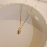Minimalist Oval 925 Silver 14K Plated Pendant Necklace Women Party Jewelry