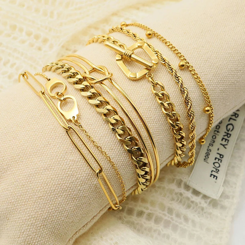 Minimalist Link Chain Bracelet Stainless Steel Jewelry for Women