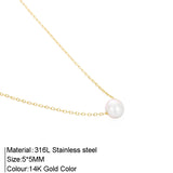 Minimalist Stainless Steel Necklace with Single Pearl for Women