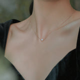 Minimalist Stainless Steel Necklace with Single Pearl for Women