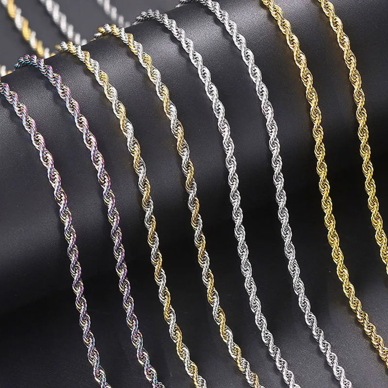 Minimalist Rope Chain Necklace 3MM Stainless Steel Choker Jewelry C022