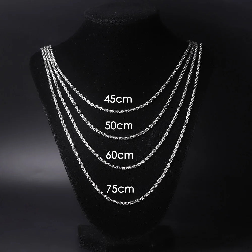 Minimalist Rope Chain Necklace 3MM Stainless Steel Choker Jewelry C022