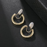 Gold Copper C Shape Clip on Hoop Earrings for Women