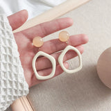 Minimalist Hollowed Out Round Disc Clip Earrings for Women Statement