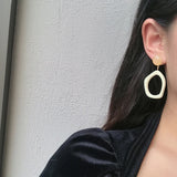 Minimalist Hollowed Out Round Disc Clip Earrings for Women Statement