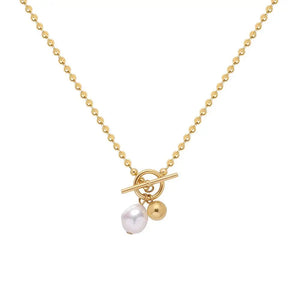 Minimalist INS Holiday Style OT Buckle Natural Pearl Necklace